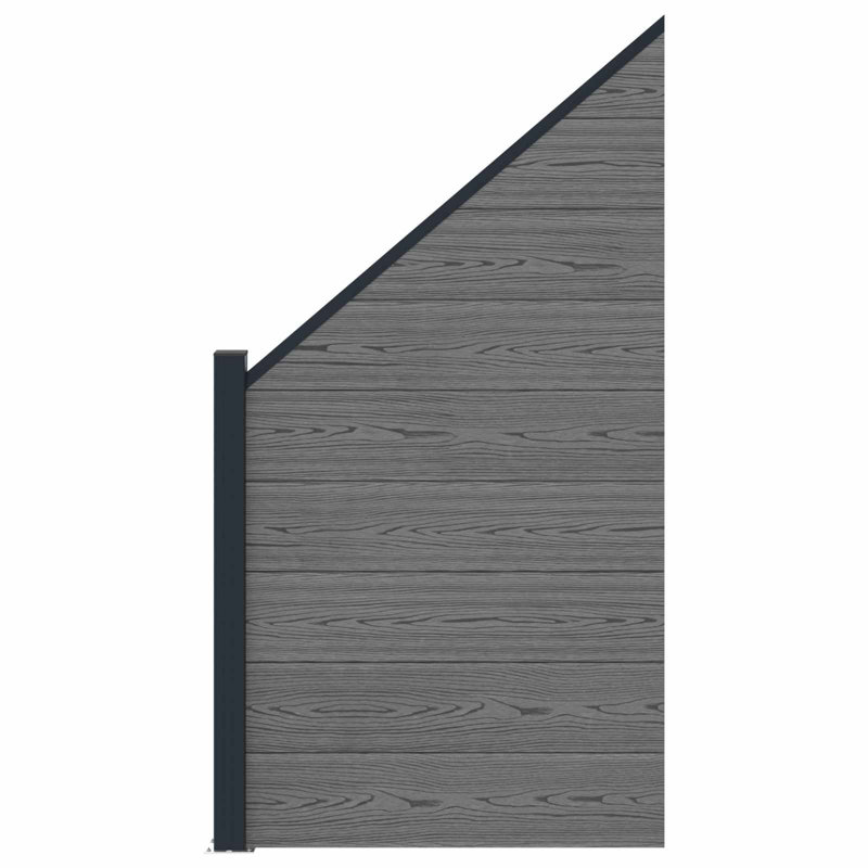 Vidaxl WPC Fence Set 10 Square+1 Slanted Barrier Panel Screen Privacy Screen, Grey