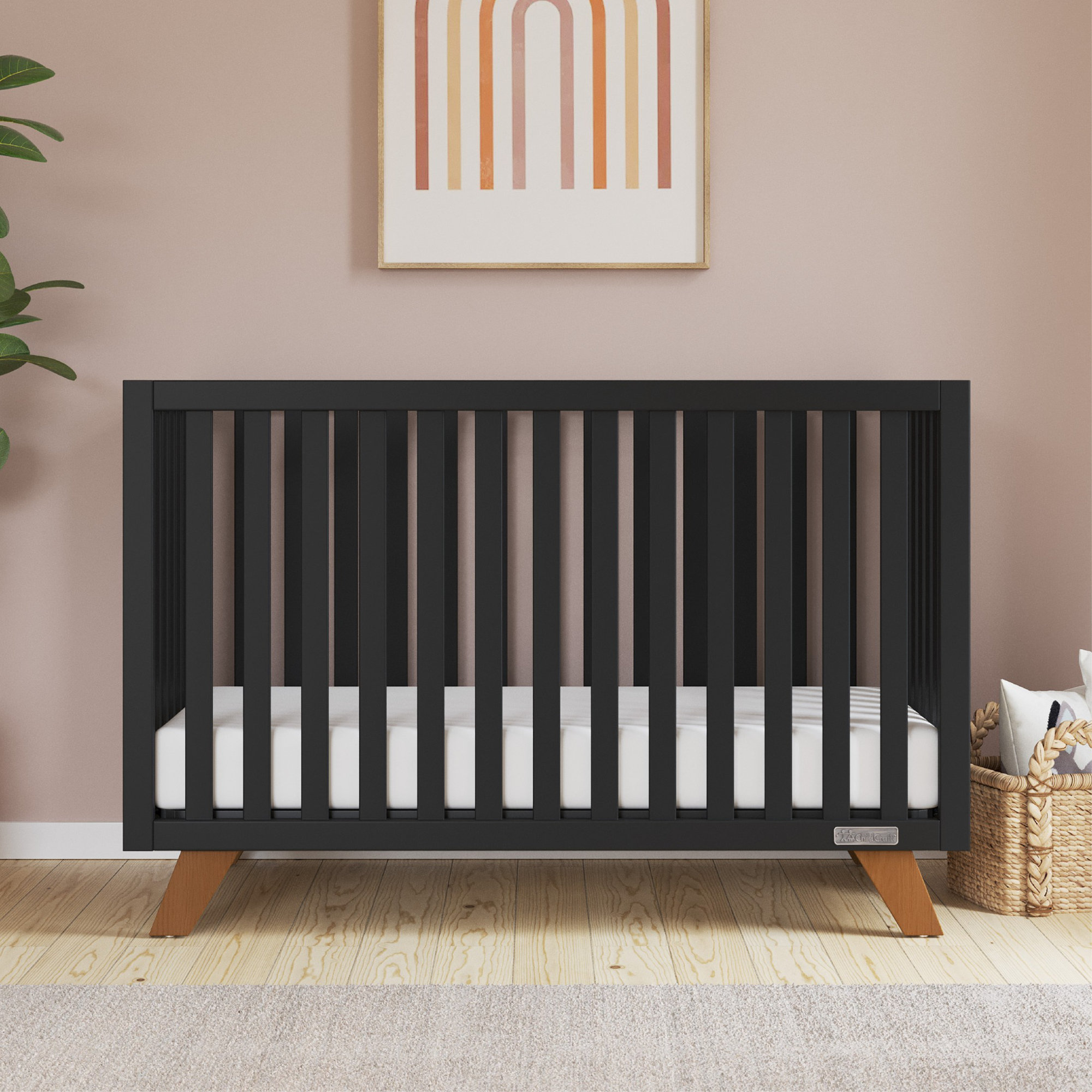 Soho 4 -in-1 Convertible Crib, Black/Natural