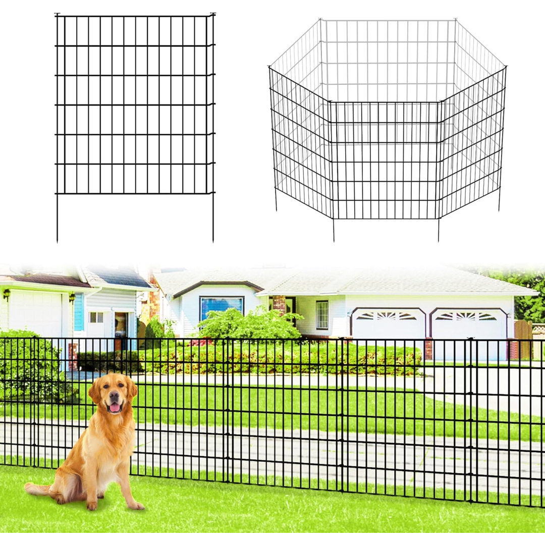 3.5m No Dig Metal Garden Fence – 5 Panels, Rustproof Dog & Animal Barrier for Yard, Patio & Flower Bed – Black