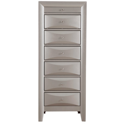 Commode argentée avec tiroirs à queue d'aronde - Système de guidage 7 tiroirs Stable