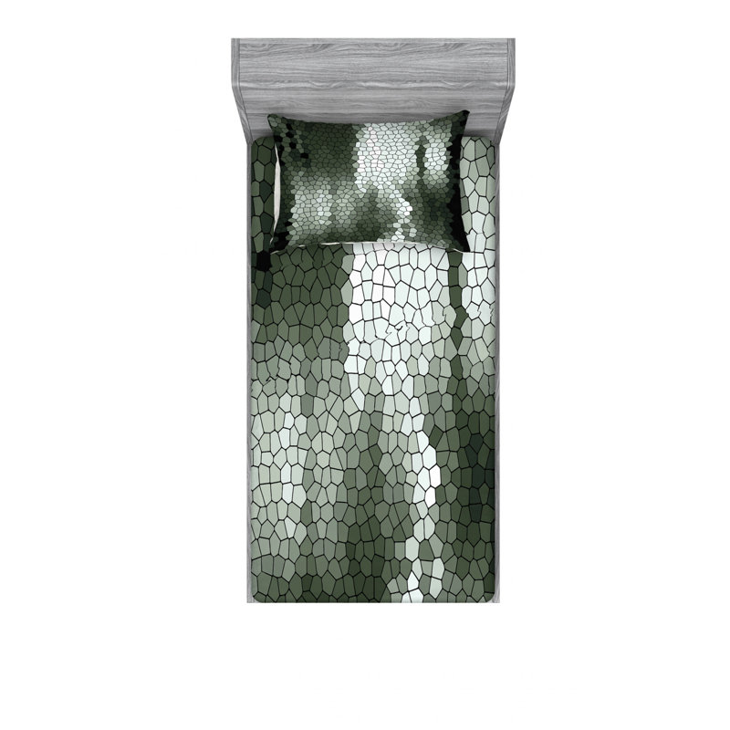 Ensemble de draps à motif géométrique, Ensemble de draps pour lit simple TG avec drap-hou
