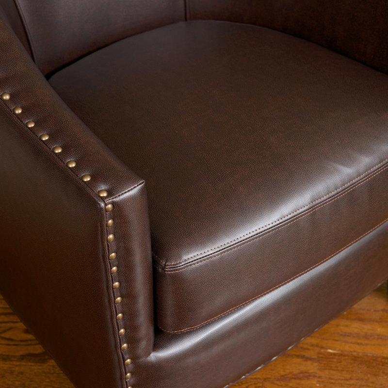 Fauteuil club en cuir reconstitué brun, Brun