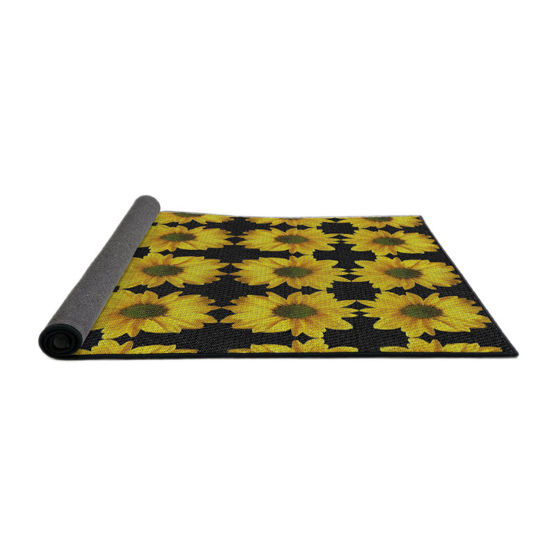 Tapis jaune / noir Power Loom, Rond 8 pi