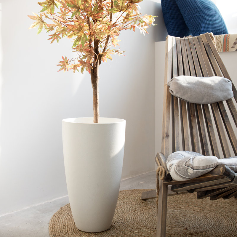 Nova 12'' W Round Planter with Tray , White, 1, 20" H x 11.5" W x 11.5" D