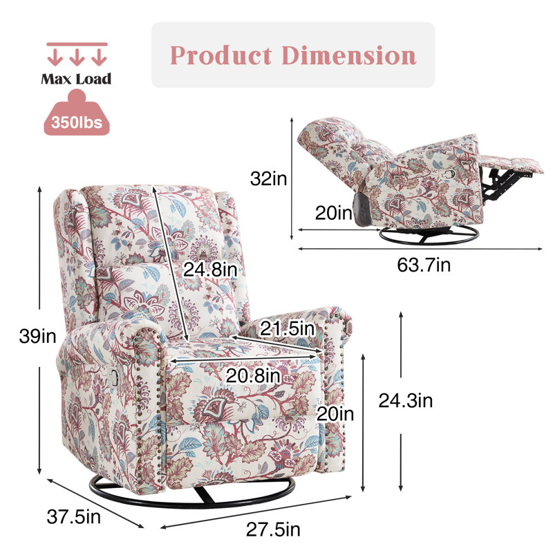 Floral Manual Sivel Reciner, Red
