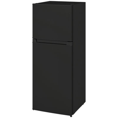 4 Cu.Ft Compact Refrigerator, Top Freezer Office Small Fridge with Adjustable Shelves & Crisper Drawer, Reversible Door & 5-Level Thermostat, Quiet Low-Energy Mini Fridge for Dorm Apartment Home Black