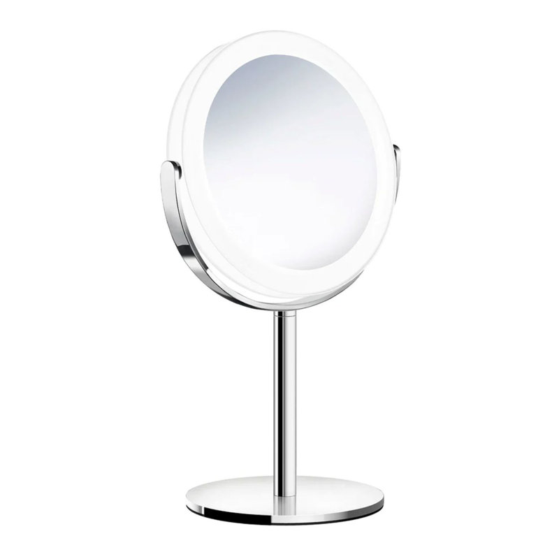 Miroir de maquillage / rasage autoportant à 2 côtés lumineux et rechargeable - grossissement de 7 fois et normal