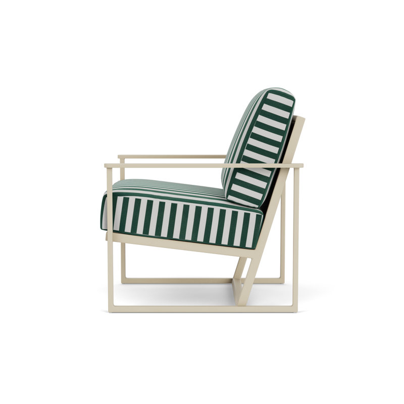 Summit Outdoor Lounge Chair, Safari White Stripe, Fawn, Linen