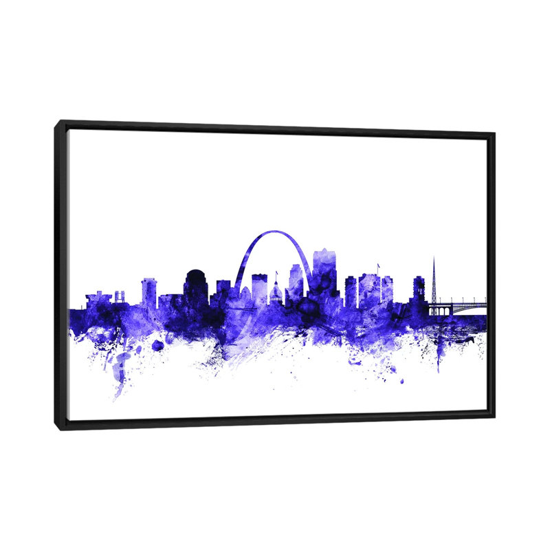 «St. Louis, Missouri Skyline» par Michael Tompsett - impression sur toile tendue, H 32 po x l 48 po x P 1,5 po, Pas de tapis