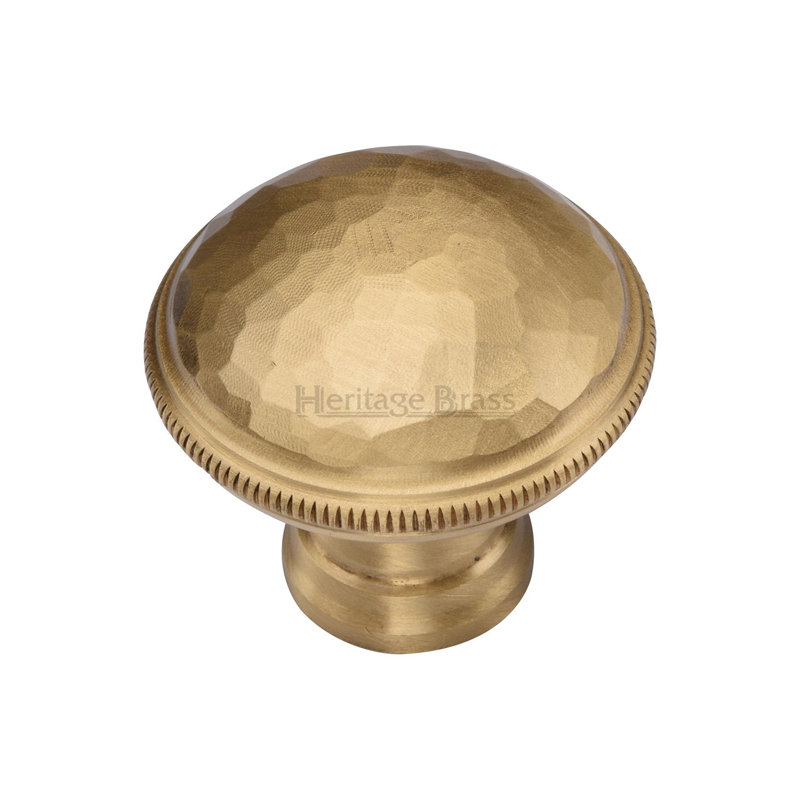 Heritage Brass Heritage Cabinet Knob Hand Beaten Design, 2.9cm H x 3.2cm W x 3.2cm D, Satin Brass