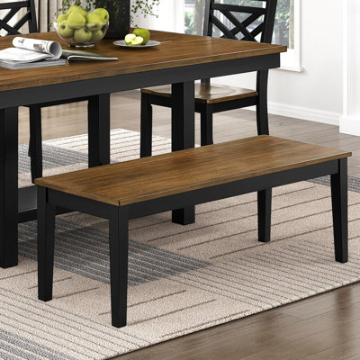 Banc 2 tons avec finition noire et brun, design moderne, 48 po x 16,5 po, 17,5 po, profondeur de poids de 250 lb, charge, pieds, siège