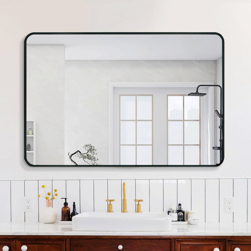 Miroir rectangulaire pour salle de bain, 40 po x 30 po, Noir