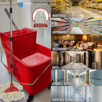 Kentucky Floor Mop and Bucket Set on Wheels Large Capacity Industrial Floor Mop Bucket With Wringer