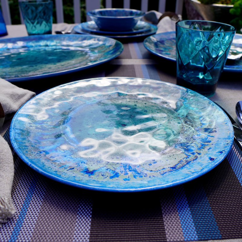 Radiance Teal 12-Piece Heavyweight Melamine Dinnerware Set