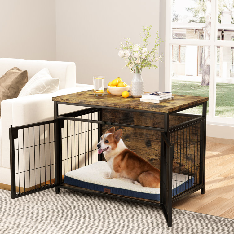 https://assets.wfcdn.com/im/14762685/resize-h755-w755%5Ecompr-r85/2280/228099507/Furniture+Style+Dog+Crate%2C+Wooden+Dog+Kennel+Dog+House+With+3+Lockable+Doors+And+Adjustable+Foot+Pads%2C+Decorative+Iron+Mesh+Pet+Crate+End+Table+For+Medium%2FSmall+Dog.jpg