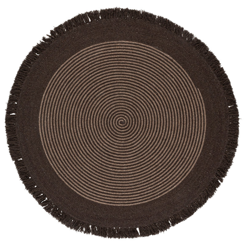 Tapis d'intérieur tressé à la main sans motif, Rond 6 pi 0 po x 6 pi 0 po