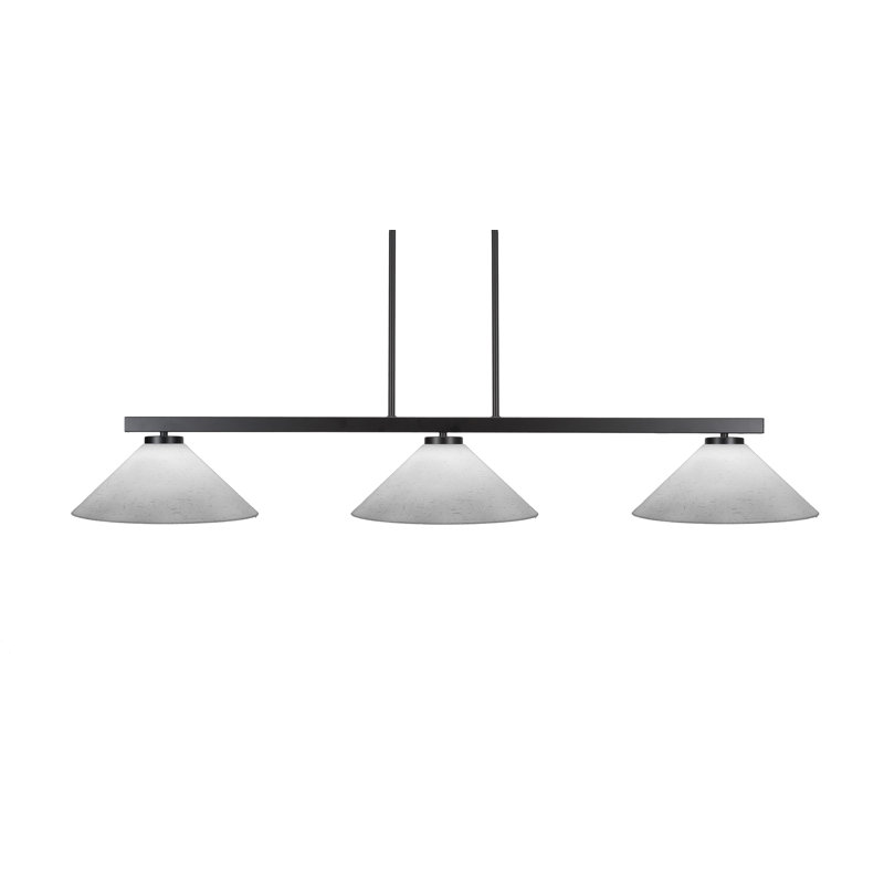 Atlas 3 Light Bar Shown In Matte Black Finish With 16" White Muslin Glass