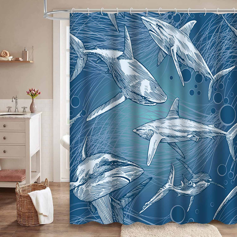 Rideau de douche imperméable Shark Reef, L 72 po x l 72 po