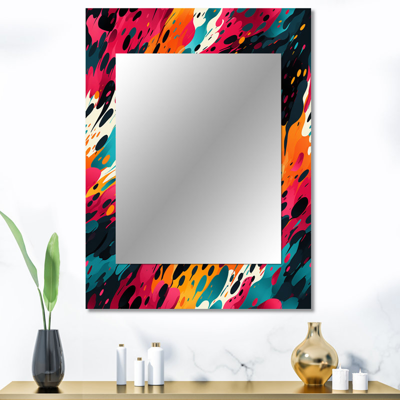 Motif néon captivant Deiontre - grand miroir abstrait, miroir mural décoratif moderne, impression d'art en métal