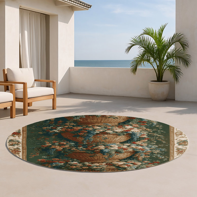 Tapis d'intérieur et d'extérieur brun français, Rond 5 pi
