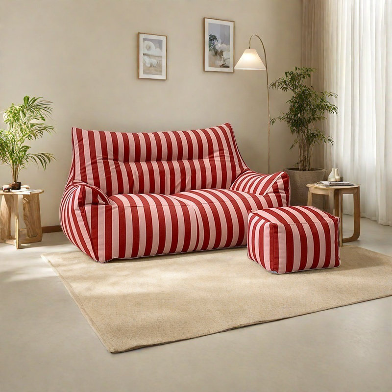 Simple striped bean bag sofa, Pink 