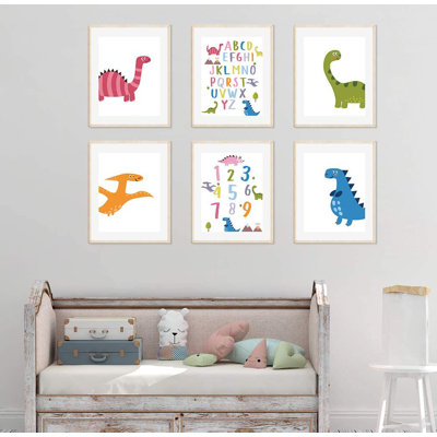 « color dinosaurs », ensemble de 6 pièces imprimées sur papier Destry