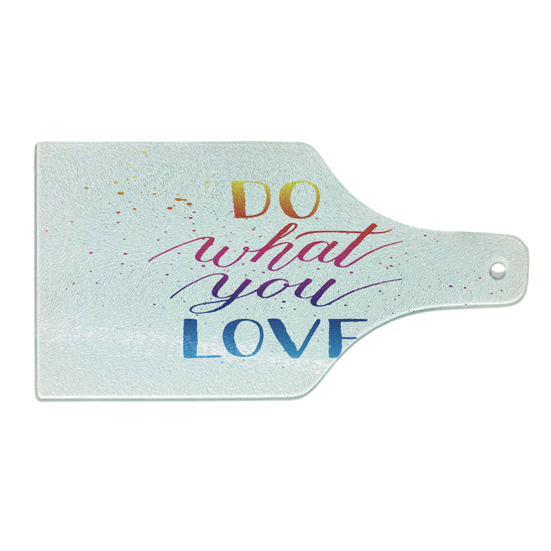 Ambesonne Saying Tempered Glass Cutting Board Colourful Uplifting Motto Marigold Hot Pink and Blue