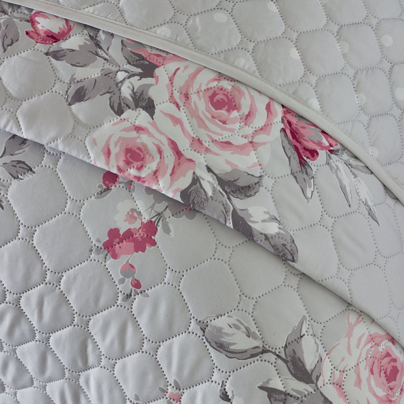 Canterbury Floral Reversible Bedspread, 240 x 260 cm Bedspread, Grey