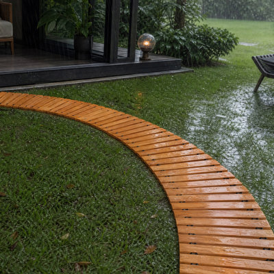 8ft*17in Modern Natural Wood Colour Wooden Garden Pathway