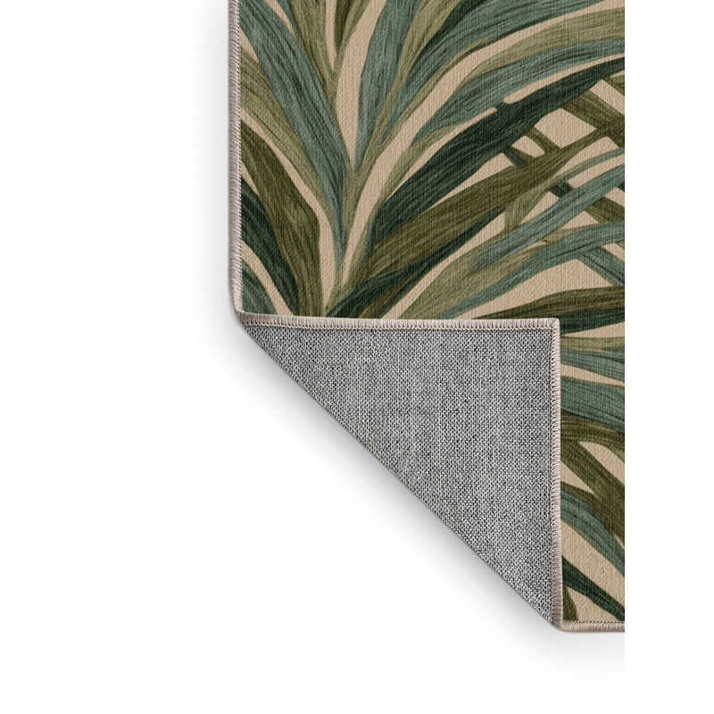 Machine Washable Botanical Brown Area Rug, Square 6'