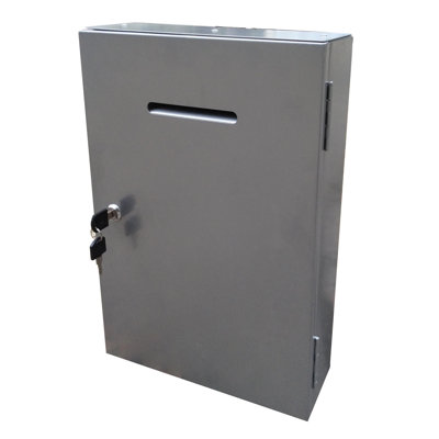 Fixturedisplays® Metal Box Mail Box Secure Collection Box Ticket Box,Easy Wall Mount 14785-Silver