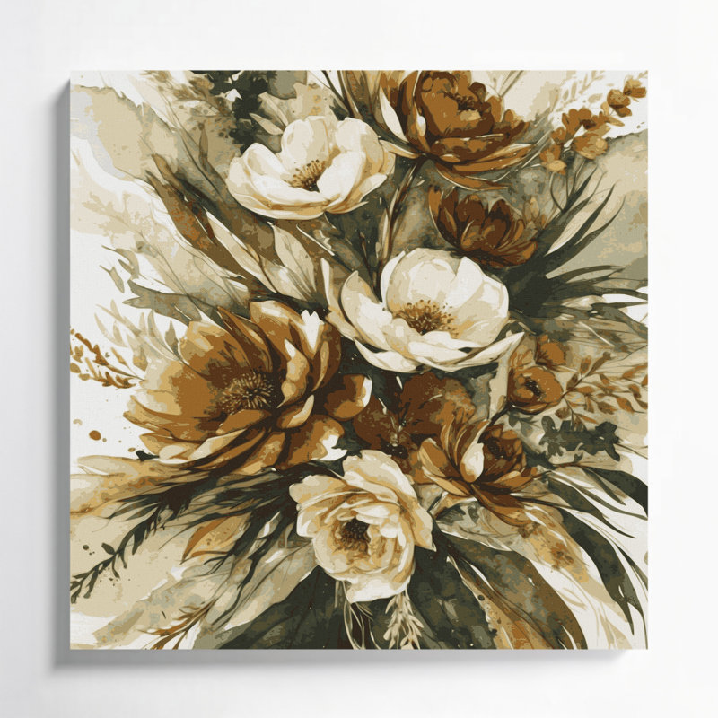 Aquarelle sur toile 79 beige, art mural, H 12 po x l 12 po