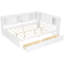 Lit de jour grand en bois avec tablettes de rangement, 2 tiroirs, ports USB et lumières DEL, blanc-570999217