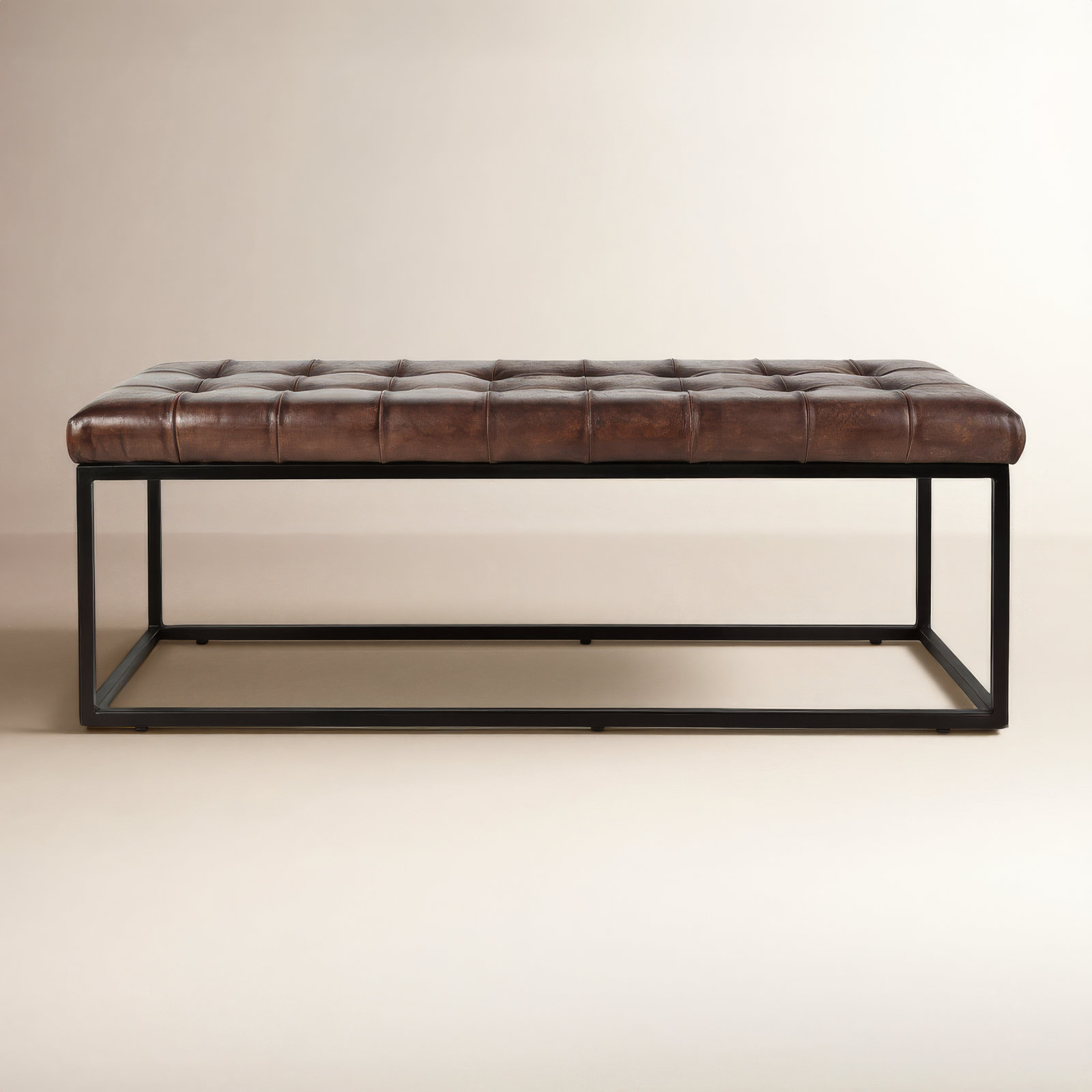 Pearson 50"-55" Genuine Leather Bench, Dark Sienna Top Grain Leather, 17.5" H x 50" W x 17" D
