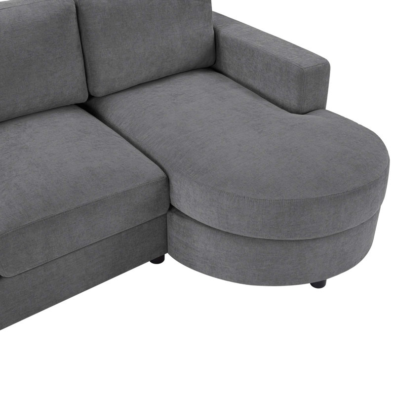 Canapé modulaire moderne en L de 84,6 po avec méridienne courbée, ports USB et poches de rangement latérales pour le salon