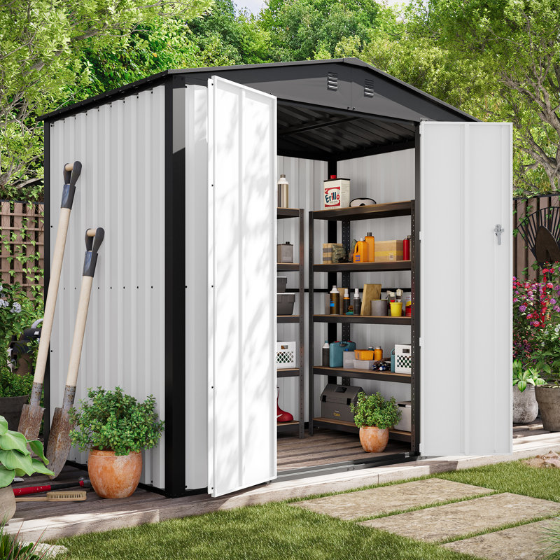 6 Ft. W x 4 Ft. D Metal Vertical Storage Shed, White