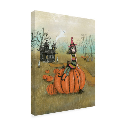 The Holiday Aisle® Seasonal Halloween Witch With Pumpkin On Canvas by ...