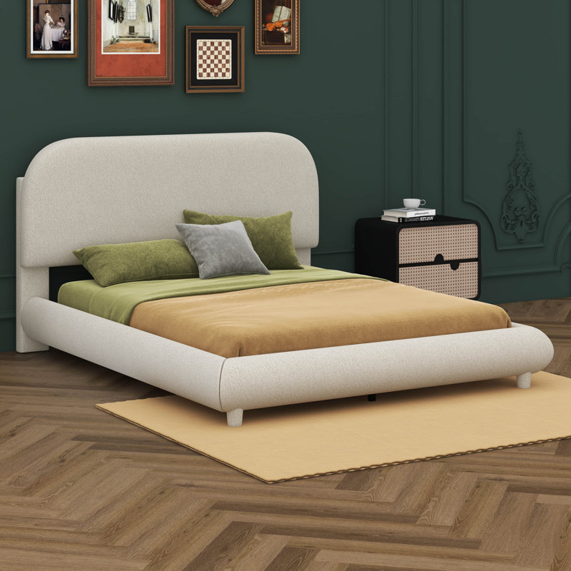 Mexhide Upholstered Platform Bed, Beige