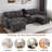 Modern U-shaped Sectional With Movable Storage Ottomans, Multifunctional Console, Bluetooth Speakers And Led Lights-28271039