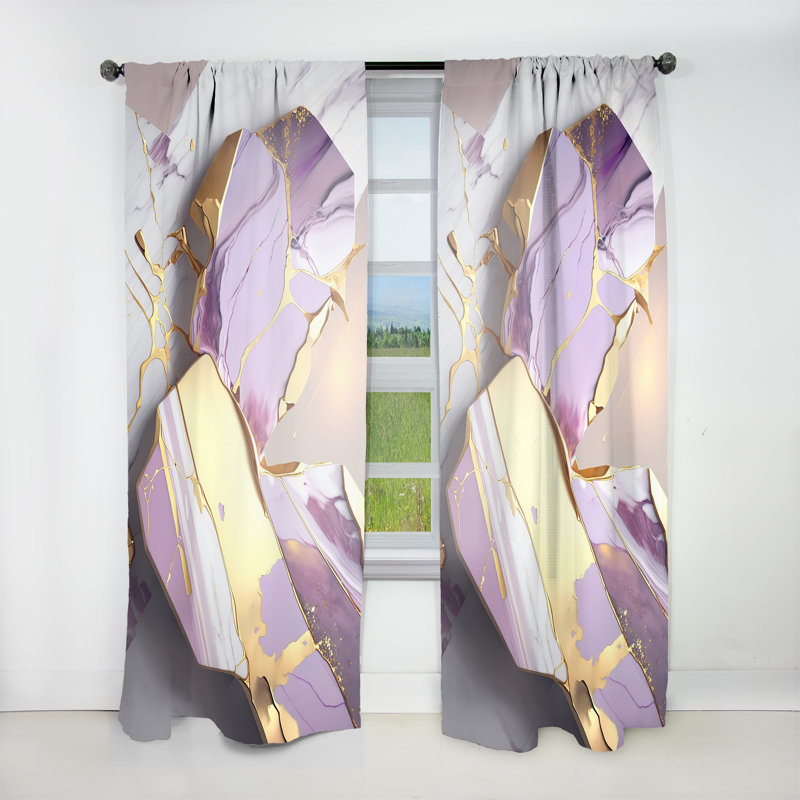 Aleigha - Abstract Geode Pink I - Modern Curtain - Velvet Room Darkening - 1 panel, 52" W x 120" L