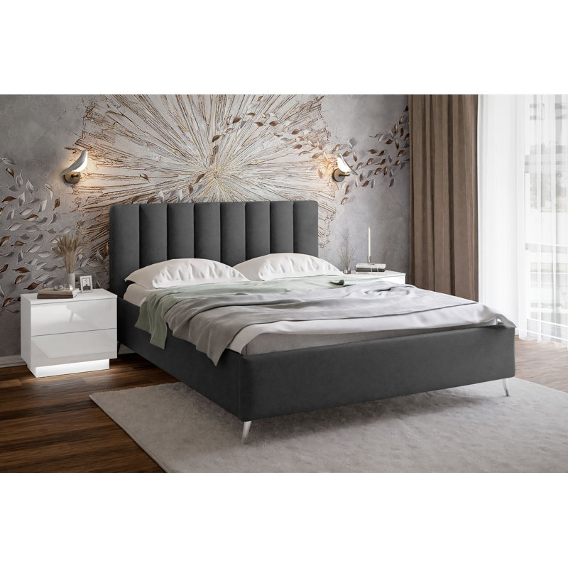 Vicente Upholstered Ottoman Storage Bed, European Double, Dark Grey