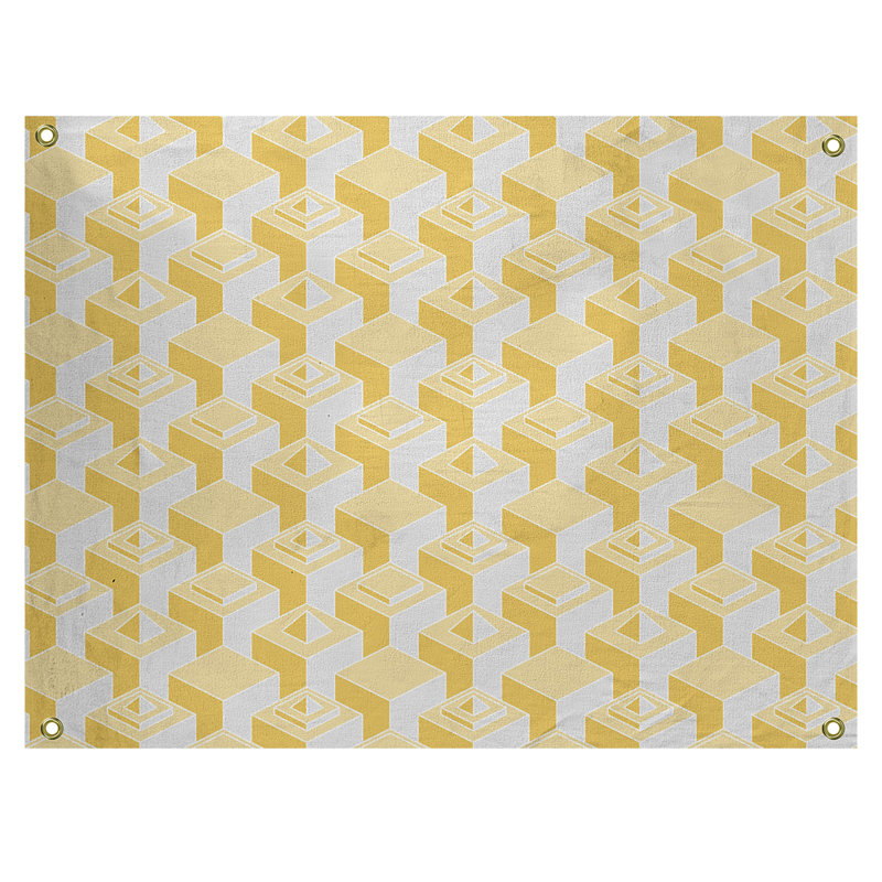 Tapisserie, H 59 po x l 80 po, Jaune/gris