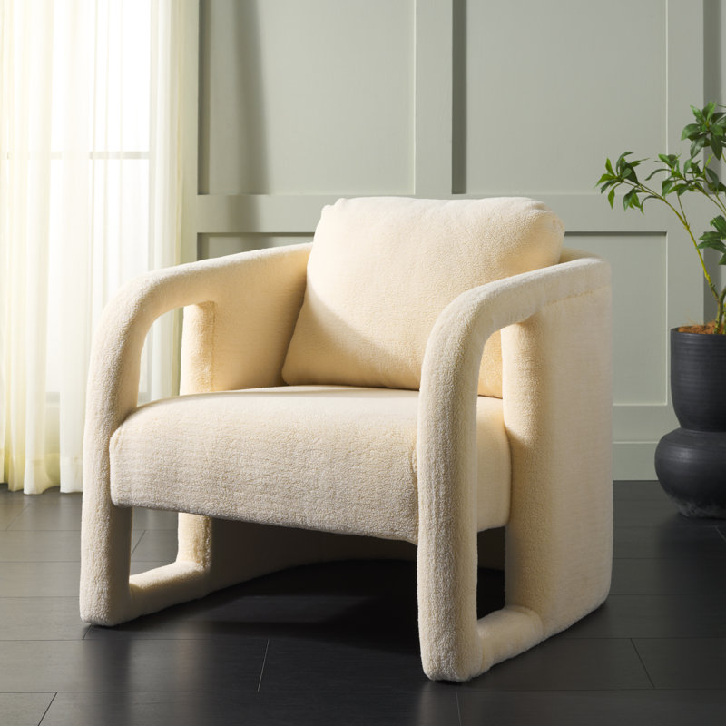 Fauteuil l 29 po Potters, Fausse peau de mouton crème