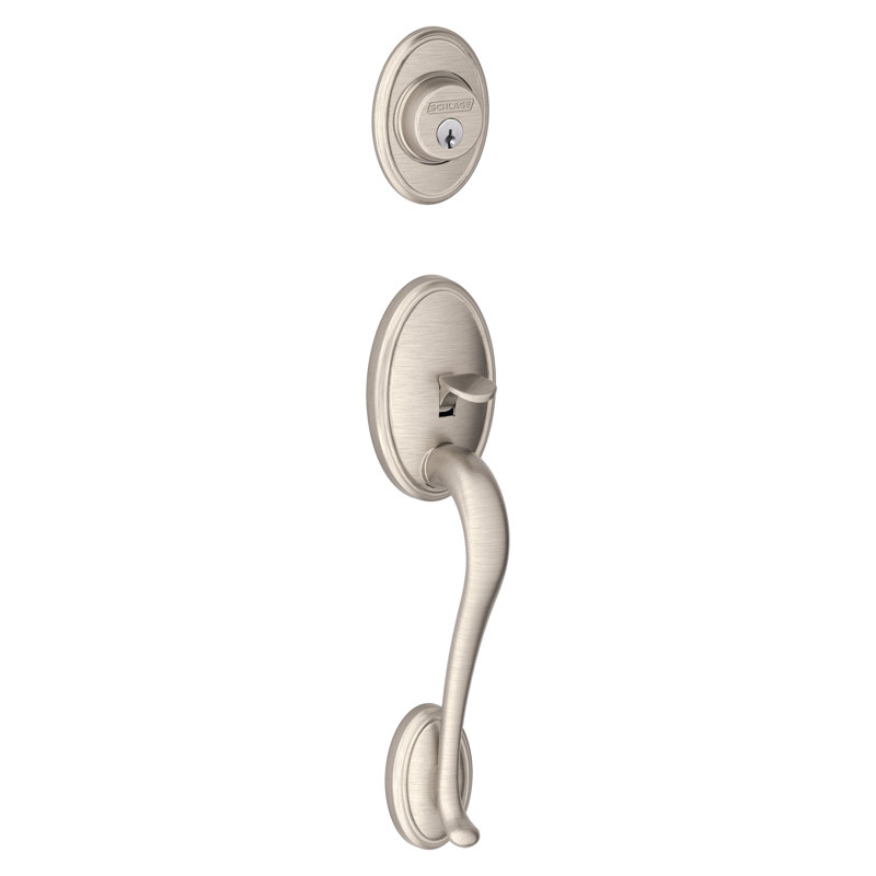 Wakefield Exterior Portion Handleset and Deadbolt (Interior Portion Sold Separately), Satin Nickel, Keyed Alike, Yes