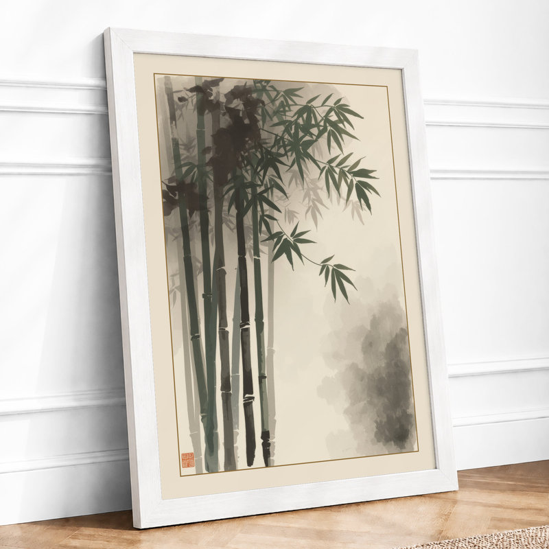 Bamboo in Mist Japandi - Framed Print, A1 - 84.1 x 59.4 cm, White