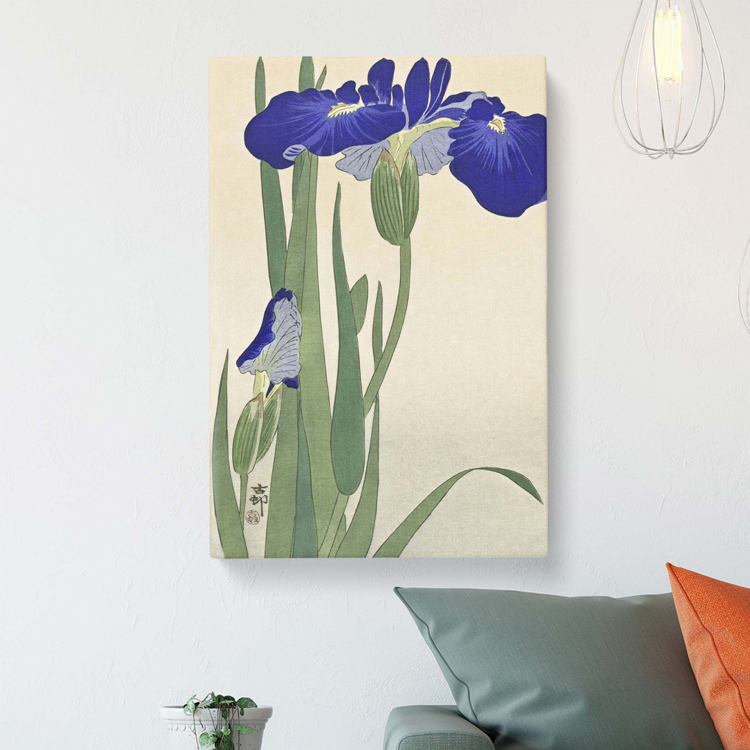 Blue Irises by Ohara Koson - Wrapped Canvas