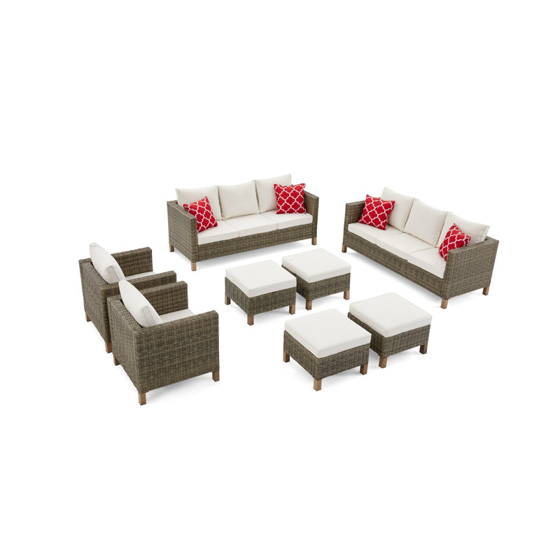 Ensemble de conversation modulaire avec coussins 8 pièces Duponta, Beige