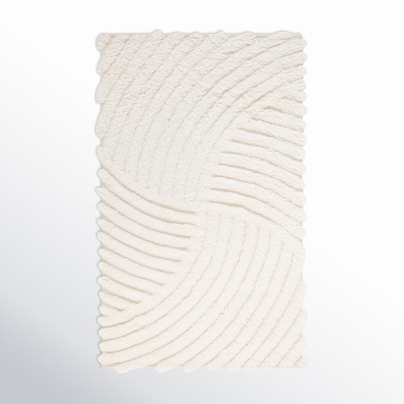 Tapis abstrait en laine fait à la main Abriel, Rectangle 8 pi x 10 pi