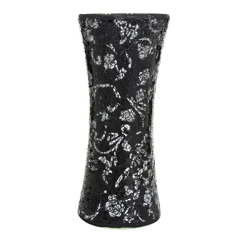 Thorne Handmade Glass Table Vase, Black Silver Rose