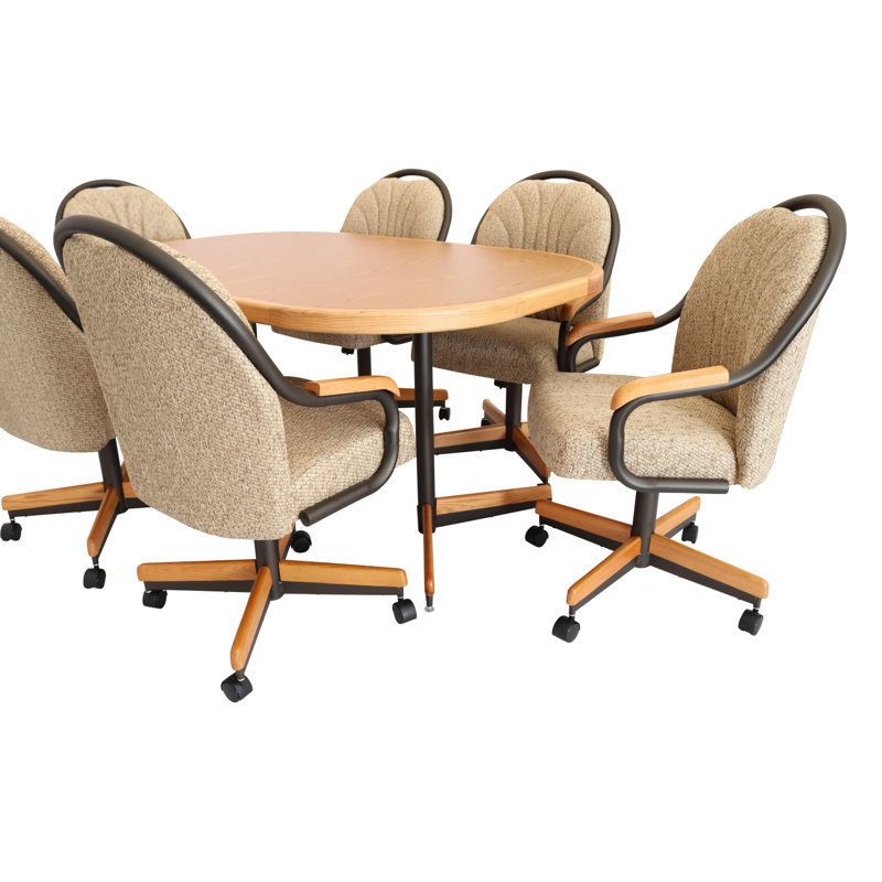 Ensemble de salle à manger à roulettes extensible 7 pièces, Espresso, H 30 po x l 42 po x L 42/60 po